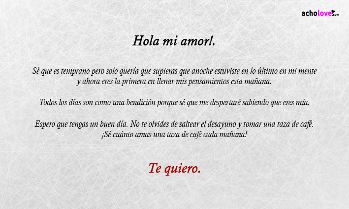 CARTA NOVIA POR LA MAÑANA